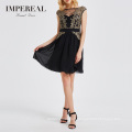 Layered Short Black Beautiful Lady Fashion Crystal Evening Luminous Dress